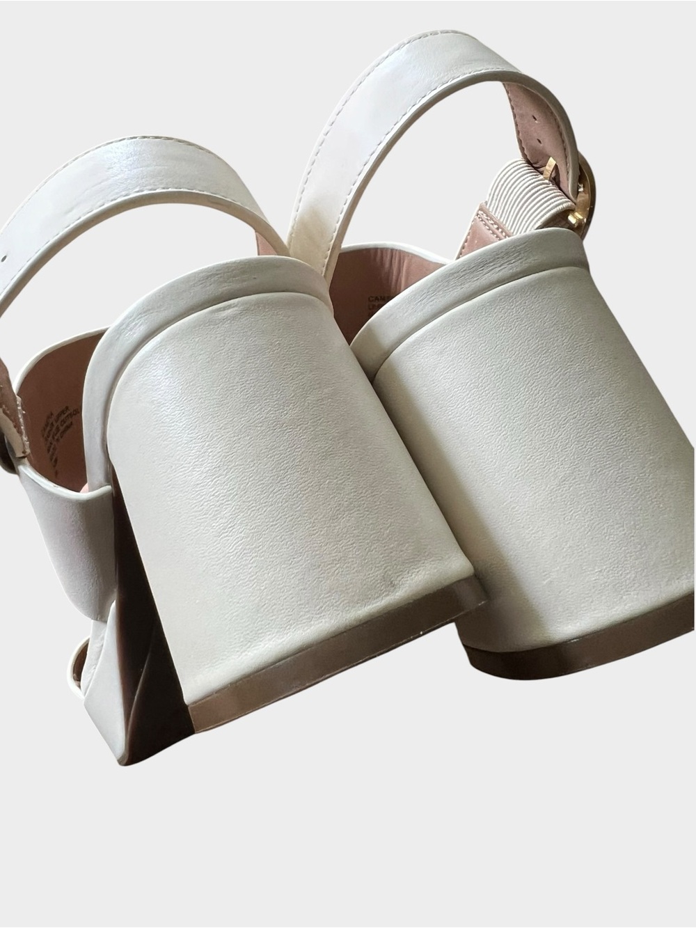 Aerosoles Camera Platform Sandals Size 10 Eggshell Leather Block Heel - Picture 7 of 11